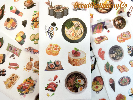 6 sets of Japanese food Washi stickers, Daily Life sticker sheet, Decorative Sticker, Journalling Planner, Scrapbook